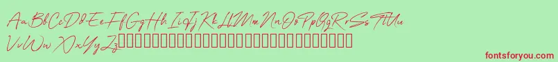 フォントOneSignature – 赤い文字の緑の背景