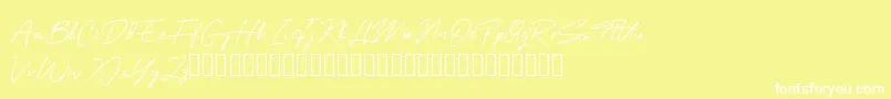 フォントOneSignature – 黄色い背景に白い文字