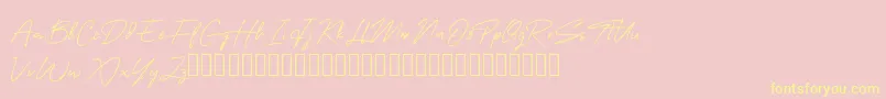 OneSignature-Schriftart – Gelbe Schriften auf rosa Hintergrund