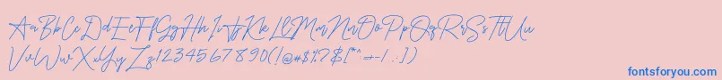 OnesilverSignature-Schriftart – Blaue Schriften auf rosa Hintergrund