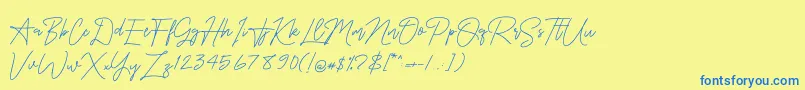 OnesilverSignature Font – Blue Fonts on Yellow Background