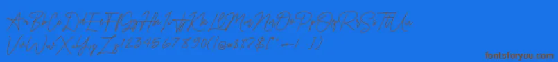 OnesilverSignature-Schriftart – Braune Schriften auf blauem Hintergrund