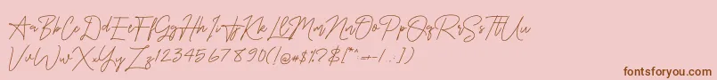 OnesilverSignature-Schriftart – Braune Schriften auf rosa Hintergrund