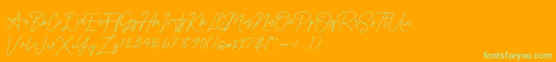 OnesilverSignature-Schriftart – Grüne Schriften auf orangefarbenem Hintergrund