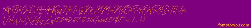 OnesilverSignature Font – Orange Fonts on Purple Background