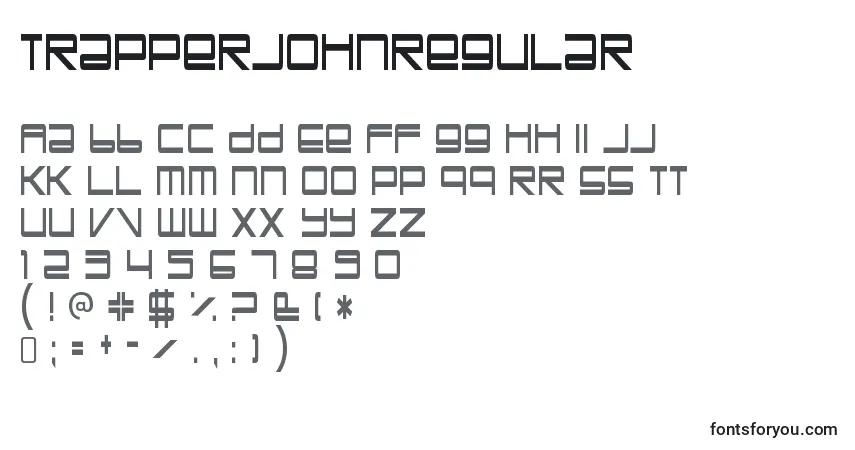 Шрифт TrapperjohnRegular – алфавит, цифры, специальные символы