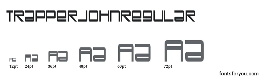 Размеры шрифта TrapperjohnRegular