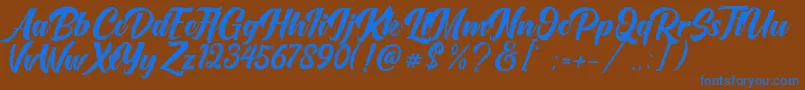 OneTime Font – Blue Fonts on Brown Background