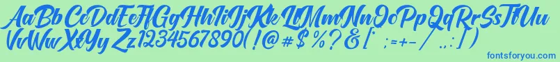 フォントOneTime – 青い文字は緑の背景です。