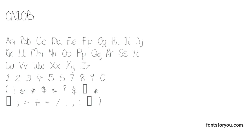 A fonte ONIOB    (136122) – alfabeto, números, caracteres especiais