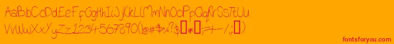 ONIOB   -Schriftart – Rote Schriften auf orangefarbenem Hintergrund