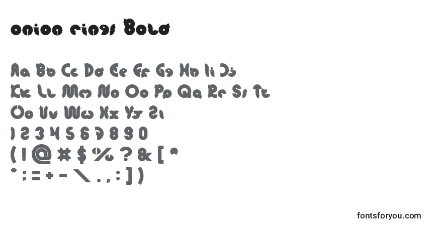 A fonte Onion rings Bold – alfabeto, números, caracteres especiais