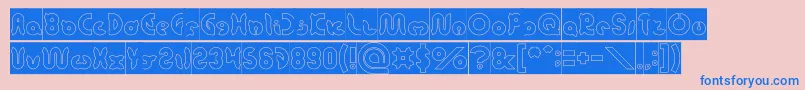 onion rings Hollow Inverse-Schriftart – Blaue Schriften auf rosa Hintergrund