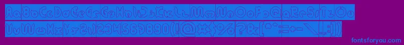 onion rings Hollow Inverse-Schriftart – Blaue Schriften auf violettem Hintergrund