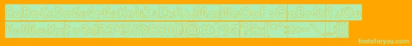 フォントonion rings Hollow Inverse – オレンジの背景に緑のフォント