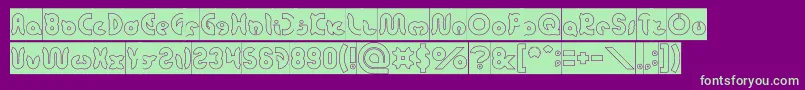 フォントonion rings Hollow Inverse – 紫の背景に緑のフォント
