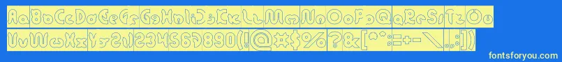 フォントonion rings Hollow Inverse – 黄色の文字、青い背景