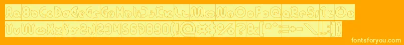 フォントonion rings Hollow Inverse – オレンジの背景に黄色の文字
