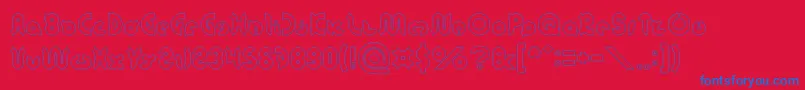 onion rings Hollow-Schriftart – Blaue Schriften auf rotem Hintergrund