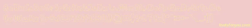 onion rings Hollow-Schriftart – Gelbe Schriften auf rosa Hintergrund