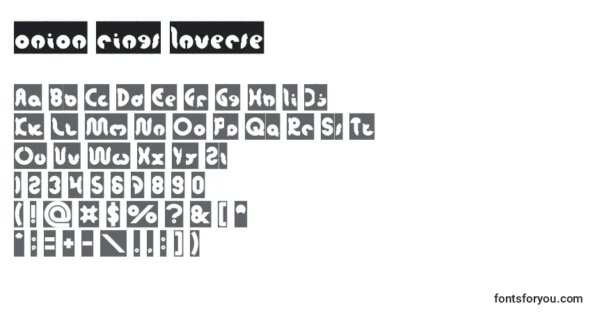 Шрифт Onion rings Inverse – алфавит, цифры, специальные символы