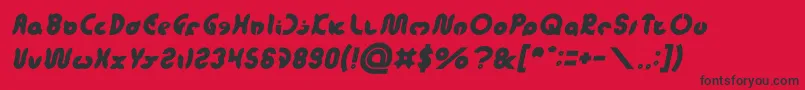 フォントonion rings Italic – 赤い背景に黒い文字