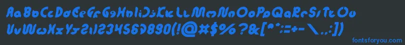 フォントonion rings Italic – 黒い背景に青い文字