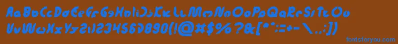 フォントonion rings Italic – 茶色の背景に青い文字