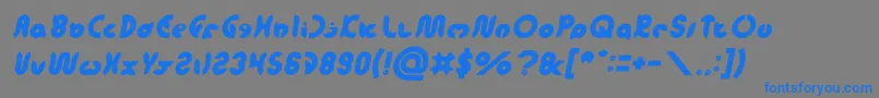 フォントonion rings Italic – 灰色の背景に青い文字