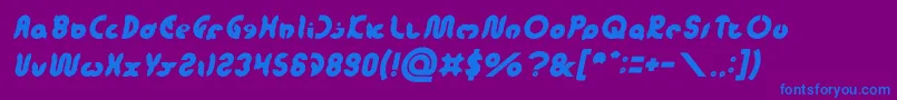 フォントonion rings Italic – 紫色の背景に青い文字