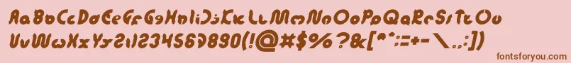 フォントonion rings Italic – ピンクの背景に茶色のフォント