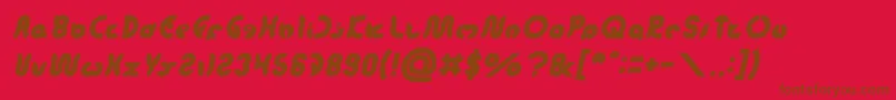 onion rings Italic-Schriftart – Braune Schriften auf rotem Hintergrund