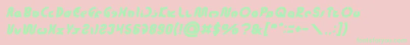 フォントonion rings Italic – ピンクの背景に緑の文字