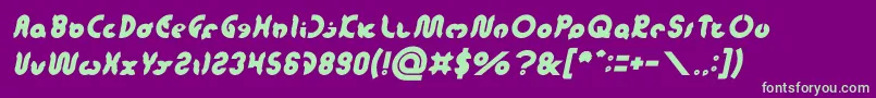 フォントonion rings Italic – 紫の背景に緑のフォント