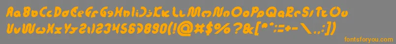 フォントonion rings Italic – オレンジの文字は灰色の背景にあります。