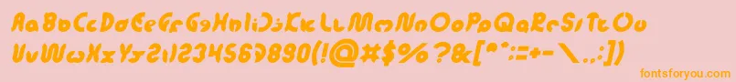 フォントonion rings Italic – オレンジの文字がピンクの背景にあります。