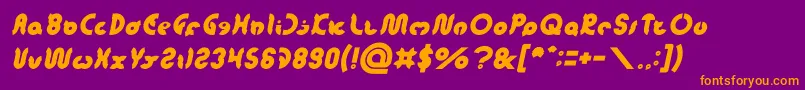 フォントonion rings Italic – 紫色の背景にオレンジのフォント