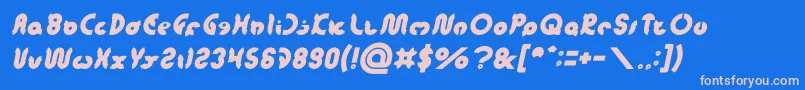 フォントonion rings Italic – ピンクの文字、青い背景