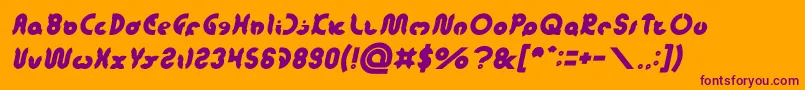 フォントonion rings Italic – オレンジの背景に紫のフォント