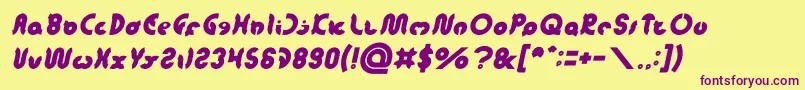 フォントonion rings Italic – 紫色のフォント、黄色の背景