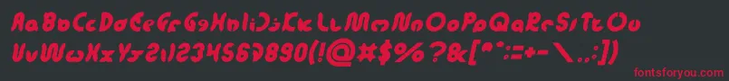フォントonion rings Italic – 黒い背景に赤い文字