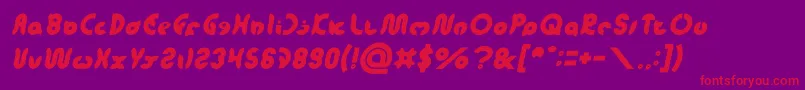 フォントonion rings Italic – 紫の背景に赤い文字