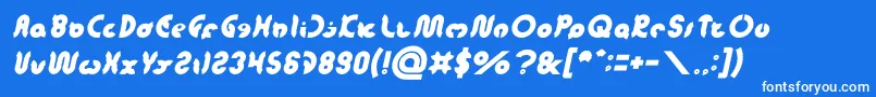 フォントonion rings Italic – 青い背景に白い文字
