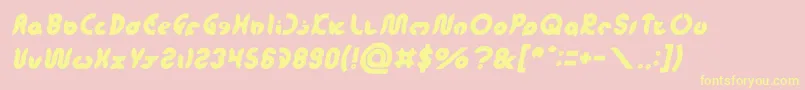 フォントonion rings Italic – 黄色のフォント、ピンクの背景