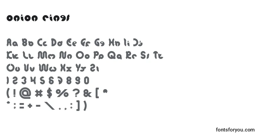 Fuente Onion rings - alfabeto, números, caracteres especiales