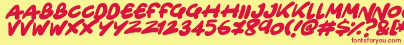 フォントOnly Organic Italic – 赤い文字の黄色い背景