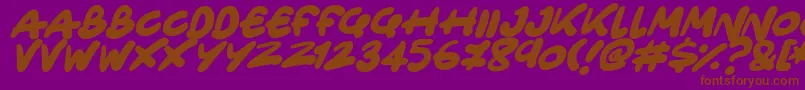 Only Organic Italic-Schriftart – Braune Schriften auf violettem Hintergrund