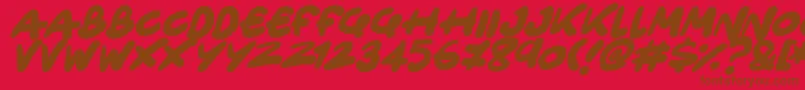 フォントOnly Organic Italic – 赤い背景に茶色の文字