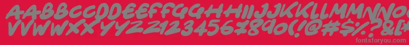 Fonte Only Organic Italic – fontes cinzas em um fundo vermelho