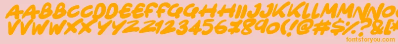 Only Organic Italic-Schriftart – Orangefarbene Schriften auf rosa Hintergrund